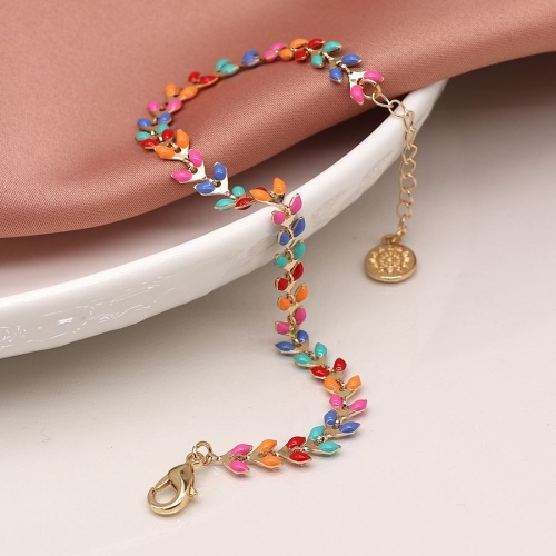 Golden Multicoloured Leaf Droplet Bracelet by Peace of Mind